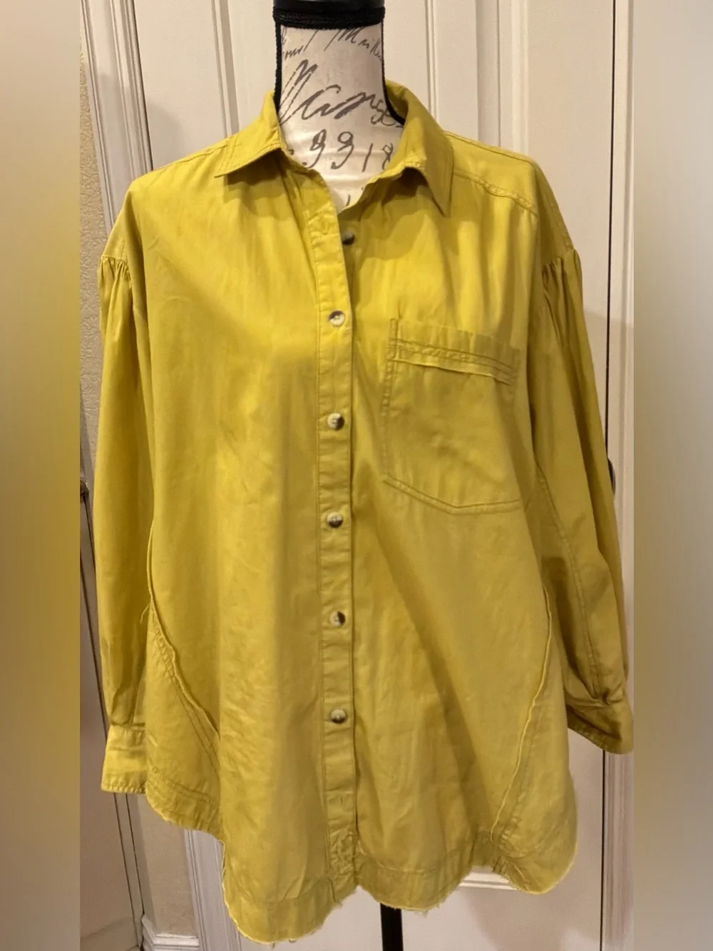 Free People We The Free  Happy Hour Fennel Seed Oversize Button-Up Shirt